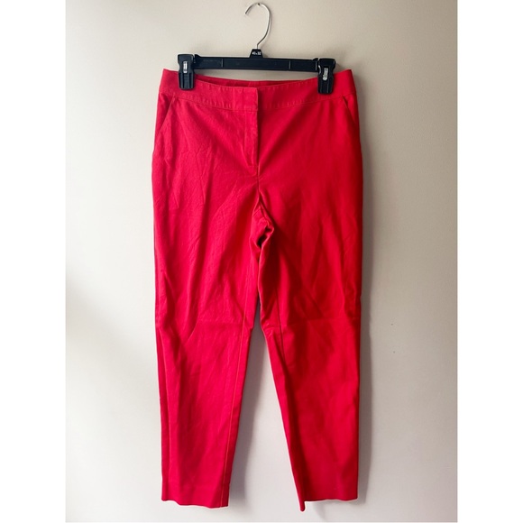 St. John Red Skinny Cropped Trousers Solid High Waist Size 4 - Picture 2 of 3